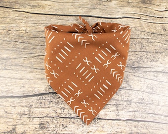 Distressed Brown Chevron Dog Bandana - Boho Pet Accessory