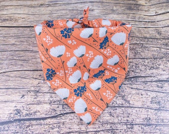 Flower Dog Bandana Peach | Tie On Dog Scarf | Simple Flower Dog Bandana | Orange Dog Bandana | Boho Dog Bandana | Dog Mom Gift