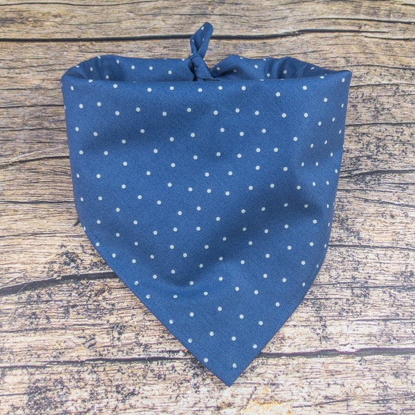 Polka Dot Dog Bandana Blue Jean | Tie On Dog Scarf | Blue Dog Bandana | Spring Dog Bandana | Easter Dog Bandana | Boy Dog Bandana