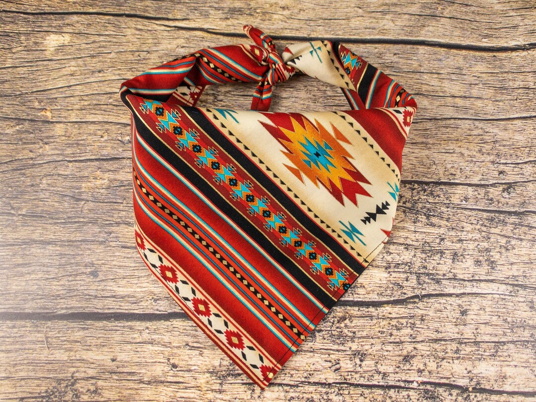 Dog Bandana Red Gold Southwest Tie on Dog Scarf Red Dog Bandana Bandana for Dogs Unisex Dog