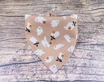 Boho Halloween Ghost Dog Bandana - Trick or Treat Ghosts Dog Accessory