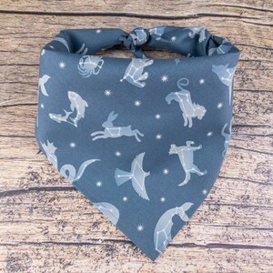 Constellation Dog Bandana Slate Blue | Tie On Dog Scarf | Glow in the Dark Dog Bandana | Celestial Dog Bandana | Stars Dog Bandana