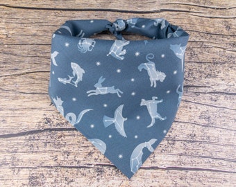 Glow in the Dark Constellation Dog Bandana - Slate Blue Celestial Pet Accessory