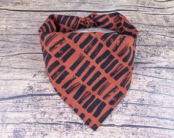 Minimalist Dog Bandana Brown Dashes | Tie On Dog Scarf | Mud Cloth Dog Bandana | Brown Dog Bandana | Boho Dog Bandana | Dog Mom Gift