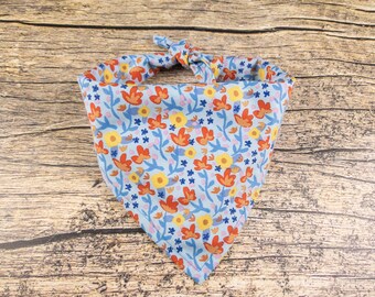 Light Blue Dog Bandana Flowers | Tie On Dog Scarf | Floral Dog Bandana | Spring Dog Bandana