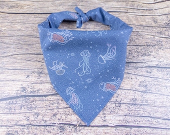 Celestial Jellyfish Dog Bandana – Dusty Blue Coastal Pet Accessory