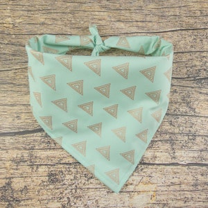 Triangle Dog Bandana Mint & Gold | Tie On Pet Scarf | Mint Dog Bandana | Boho Dog Bandana | Geometric Dog Bandana | Girl Dog Bandana