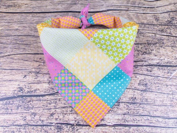 Pastel Patchwork Dog Bandana - Colorful Cottagecore Dog Accessory
