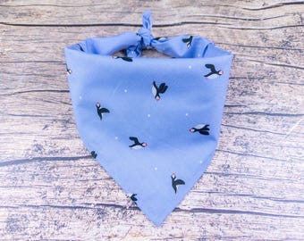 Alaska Puffin Dog Bandana - Periwinkle Dog Accessory