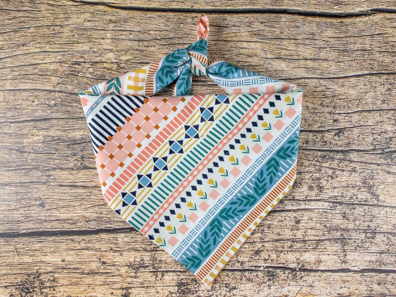 Boho Dog Bandana Stripes Tulip Dog Bandana Spring Dog Bandana Bohemian Dog Bandana Girl Dog Bandana Tie On Pet Scarf