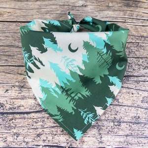 Pine Tree Dog Bandana Green | Tie On Dog Scarf | Woodland Dog Bandana | Adventure Dog Bandana | Camping Dog Bandana | Forest Dog Bandana