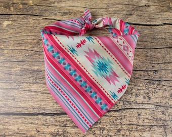 Dog Bandana Pink Southwest | Tie On Dog Scarf | Pink Dog Bandana | Bandana For Dogs | Girl Dog Bandana | Aztec Dog Bandana