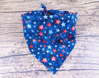 Watercolor Fourth of July Stars Dog Bandana - Navy Patriotic Pet Accessory