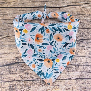 Summer Floral Dog Bandana Watercolor | Tie On Dog Scarf | Summer Bandana for Dogs | Flower Dog Bandana | Girl Dog Bandana | Floral Dog Scarf