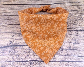 Brown Boho Floral Dog Bandana - Minimalist Dog Accessory