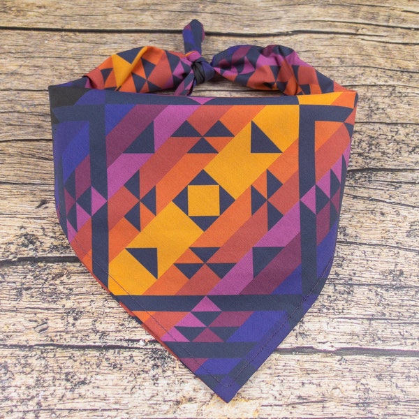 Southwest Dog Bandana Sunset | Tie On Dog Scarf | Vibrant Dog Bandana | Girl Dog Bandana | Boy Dog Bandana | Aztec Dog Bandana