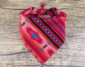 Dog Bandana Magenta Southwestern | Tie On Dog Scarf | Pink Dog Bandana | Boho Dog Bandana | Girl Dog Bandana | Aztec Dog Bandana