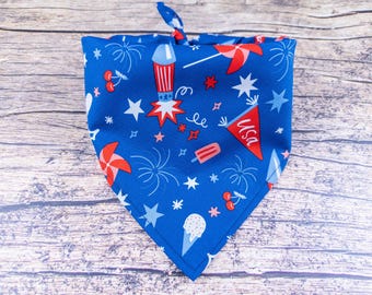 Festive Fourth of July Dog Bandana – Fireworks Patriotic Pet Accessory