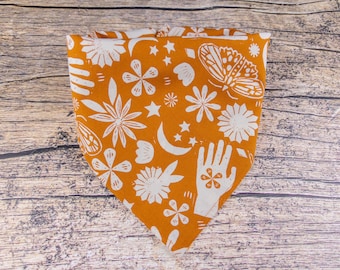 Orange Boho Block Print Dog Bandana - Autumn Dog Accessory