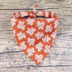 Fall Dog Bandana Orange Maple Leaves | Tie On Dog Scarf | Leaf Dog Bandana | Fall Dog Bandana | Orange Dog Scarf | Fall Dog Accessory