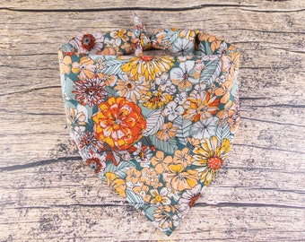 Boho Dog Bandana Sage Floral | Tie On Dog Scarf | Boho Dog Bandana | Sage Green Dog Bandana | Boho Flowers Dog Bandana | Spring Dog Bandana