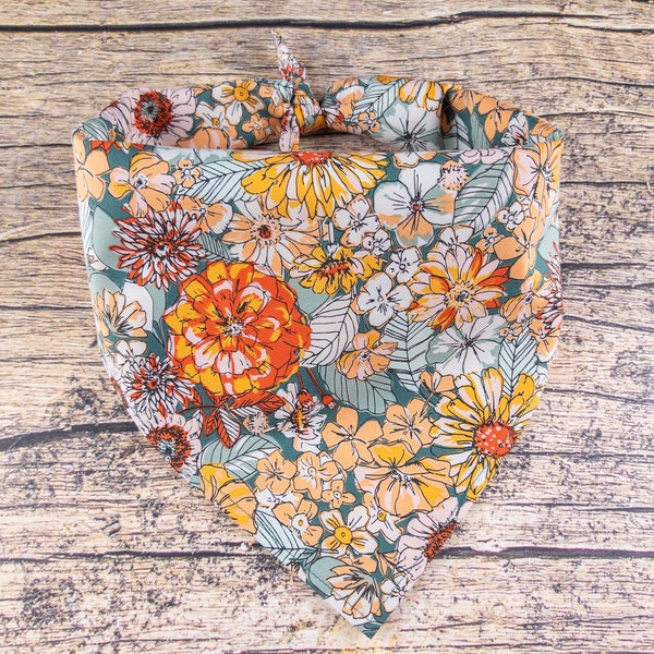 Boho Dog Bandana Sage Floral | Tie On Dog Scarf | Boho Dog Bandana | Sage Green Dog Bandana | Boho Flowers Dog Bandana | Spring Dog Bandana