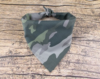 Camo Dog Bandana Gray | Square Tie On Dog Scarf | Grey Dog Bandana | Unisex Dog Bandana | Camouflage Dog Bandana | Hunting Dog Bandana