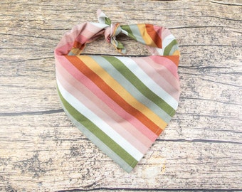 Boho Rainbow Dog Bandana | Boho Dog Bandana | Boho Fall Dog Bandana | Striped Dog Bandana | Pastel Rainbow Dog Bandana | Tie On Dog Scarf