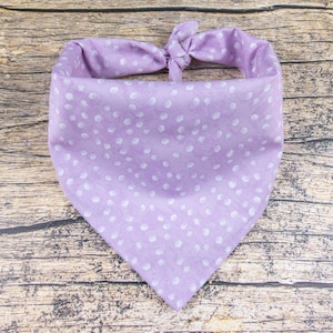 Pastel Purple Dog Bandana Polka Dots | Tie On Dog Scarf | Summer Bandana Dog  | Girl Dog Bandana | Minimalist Dog Scarf | Girly Dog Scarf