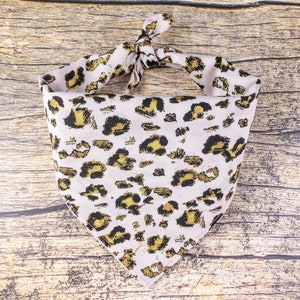 Pink Dog Bandana Animal Print with Gold | Tie On Dog Scarf | Cheetah Dog Bandana | Girl Dog Bandana | Dog Lover Gift