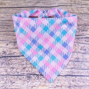 Easter Dog Bandana: Pastel Plaid Tie-On Dog Scarf