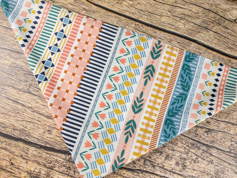 Boho Dog Bandana Stripes Tulip Dog Bandana Spring Dog Bandana Bohemian Dog Bandana Girl Dog Bandana Tie On Pet Scarf