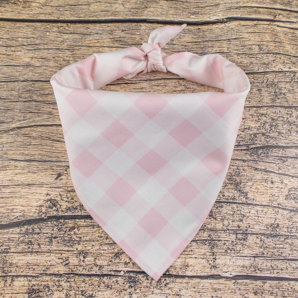 Light Pink Dog Bandana Plaid | Spring Dog Bandana | Tie On Dog Scarf | Pink Plaid Dog Bandana | Easter Dog Bandana | Dog Lover Gift