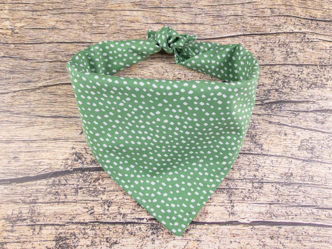 Dog Bandana Green Dots Tie on Dog Scarf Green Dog Bandana Polka Dot Dog