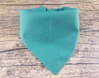 Teal Dog Bandana with Metallic Speckles - Minimalist Dog Scarf