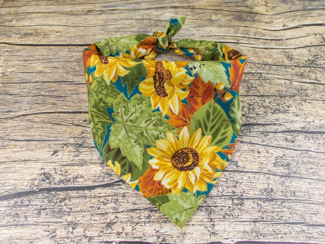 Sunflower Dog Bandana Fall Dog Bandana Tie on Dog Scarf Thanksgiving