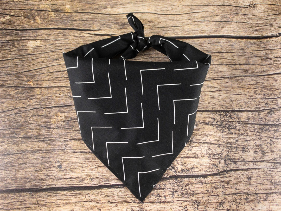 Black Dog Bandana Chevron Arrow, Simple Dog Bandana, Tie on Dog Scarf, Arrow Dog Bandana. Dog