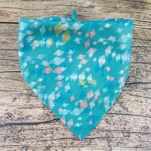 Teal Diamonds Dog Bandana | 90s Dog Bandana | Tie On Dog Scarf | Teal Dog Bandana | Summer Bandana for Dogs | Southwest Dog Bandana
