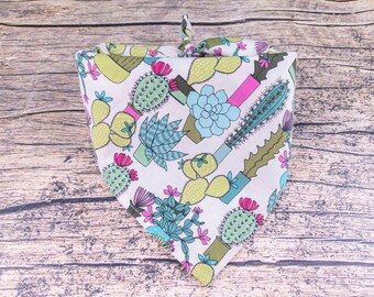 Succulent Dog Bandana | Tie On Dog Scarf | Plant Mom Dog Bandana | Cactus Dog Bandana | Summer Dog Bandana | Succulent Dog Scarf