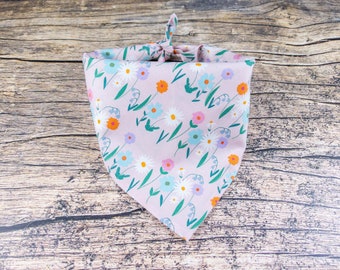Pink Spring Floral Dog Bandana - Girly Dog Accessory for Summer