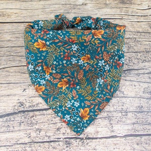 Fall Foliage Dog Bandana Teal, Fall Dog Bandana, Thanksgiving Dog Bandana, Bandana For Dogs, Gifts for Dogs, Winter Dog Bandana