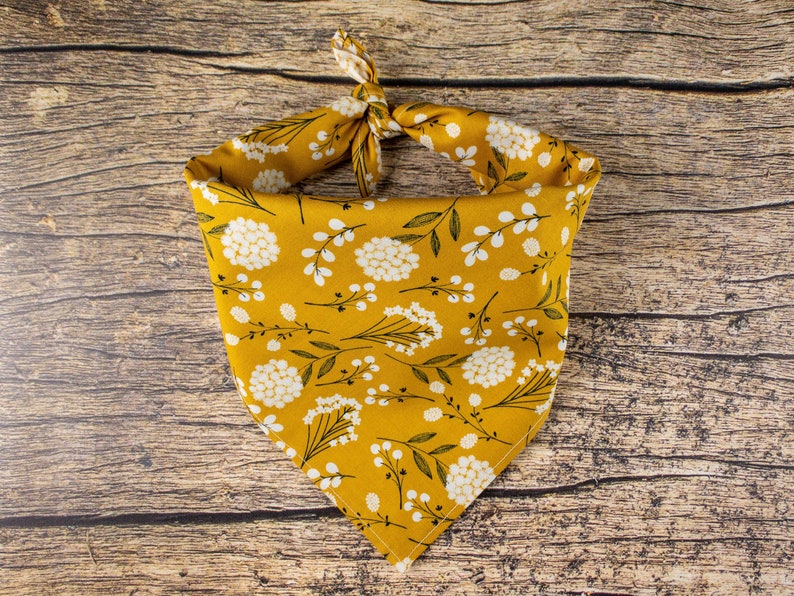 Girl Dog Bandana Dog Lover Gift Boho Dog Bandana Yellow Flowers Bohemian Pet Bandana Fall Dog Scarf