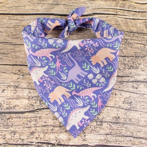 Dinosaur Dog Bandana Purple | Pastel Dog Bandana | Tie On Dog Scarf | Girl Dog Bandana | Fun Dog Bandana | Purple Dog Bandana | Dog Birthday