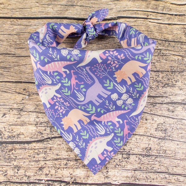 Dinosaur Dog Bandana Pastel Purple - Cute Girl Pet Accessory