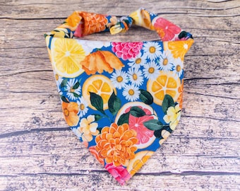 Flowers & Citrus Fruit Dog Bandana - Summer and Spring Dog Accessory