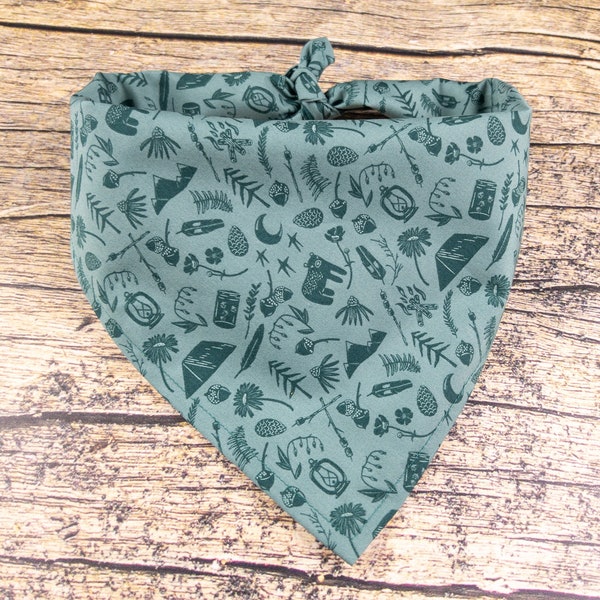 Adventure Dog Bandana | Green Dog Bandana | Woodland Dog Bandana | Camping Dog Bandana | Fall Dog Bandana Tie On
