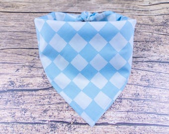 Blue Checkerboard Dog Bandana - Baby Blue Boy Dog Accessory