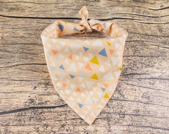 Peach Triangle Dog Bandana - Boho Tie On Dog Scarf