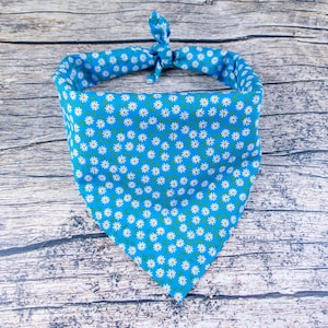 Floral Dog Bandana Bright Blue| Tie On Dog Scarf | Spring Dog Bandana | Boy Dog Bandana | Blue Dog Bandana | Spring Dog Accessory