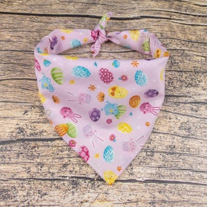 Easter Dog Bandana Pink | Easter Eggs Dog Bandana | Tie On Dog Scarf | Spring Dog Bandana | Easer Bunny Dog Bandana | Pink Dog Bandana